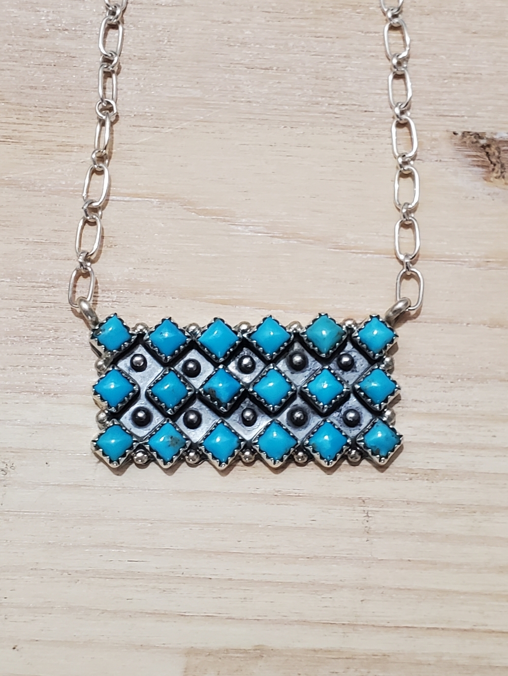 Needlepoint Turquoise Set - Navajo Made - Picture 2 of 13
